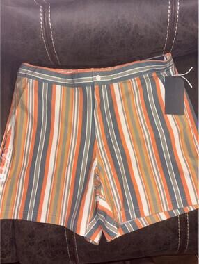 VRST Men’s Resort Swim Shorts Large Multi Stripe Quick Dry NWT